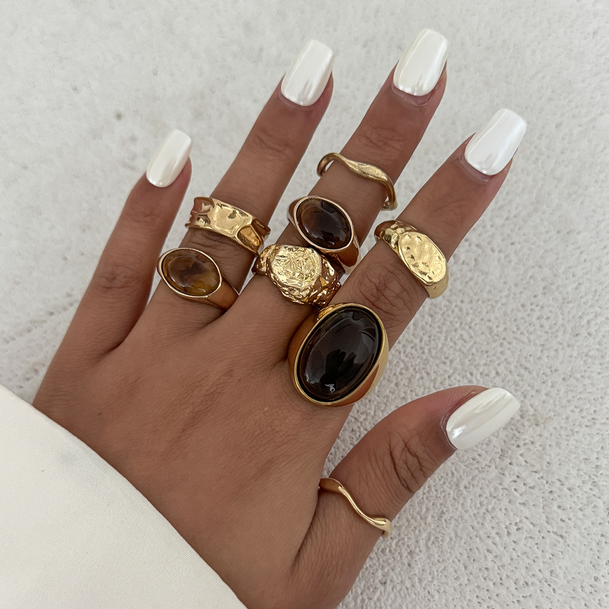 8Pcs/Set Vintage Amber Rhinest - Vintage Punk Knuckle Rings Set review and price