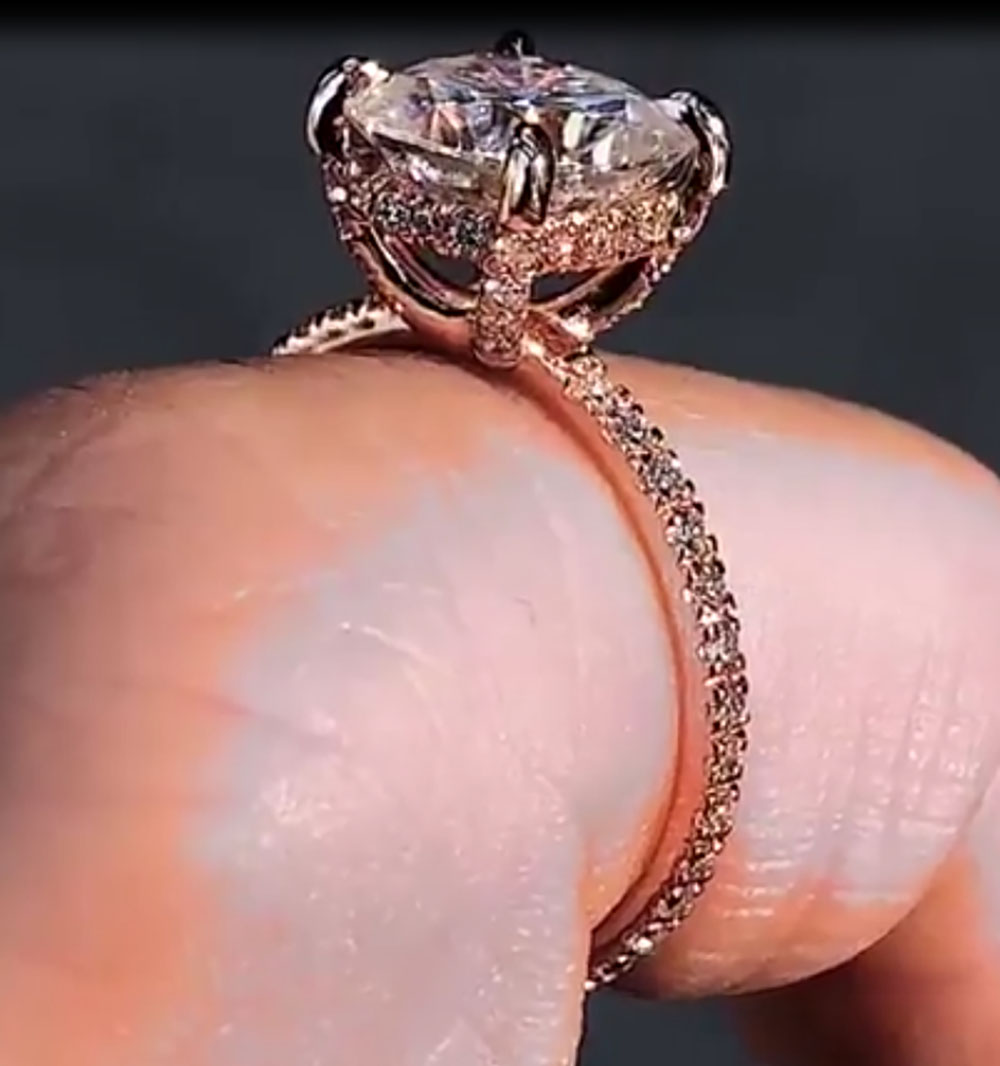 Custom Solid 14K Rose Gold Wom - Moissanite Engagement Ring 1 Carat review and price