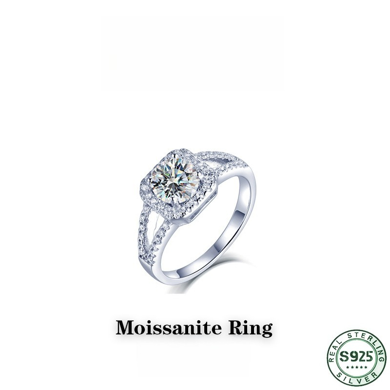 Hot selling 100% S925 silver s - Moissanite Engagement Ring 1 Carat review and price