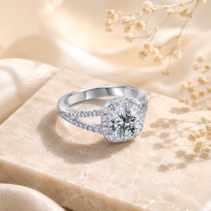 Hot selling 100% S925 silver s - Moissanite Engagement Ring 1 Carat review and price