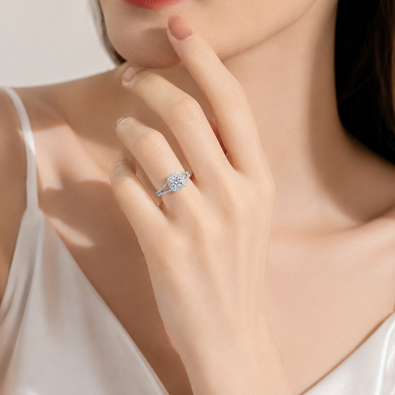 Hot selling 100% S925 silver s - Moissanite Engagement Ring 1 Carat review and price