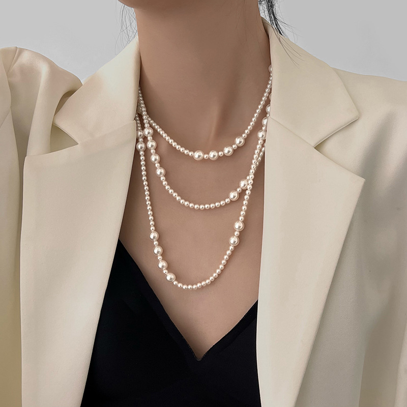 Vintage Long Multi Layered Pea - Pearl Choker Necklace Vintage review and price