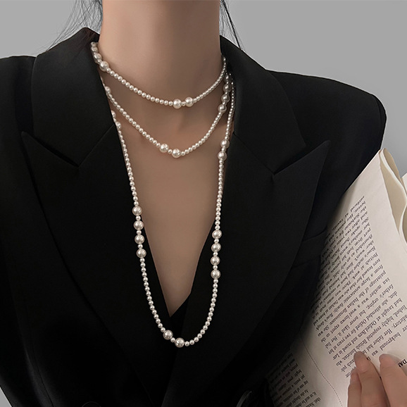 Vintage Long Multi Layered Pea - Pearl Choker Necklace Vintage review and price