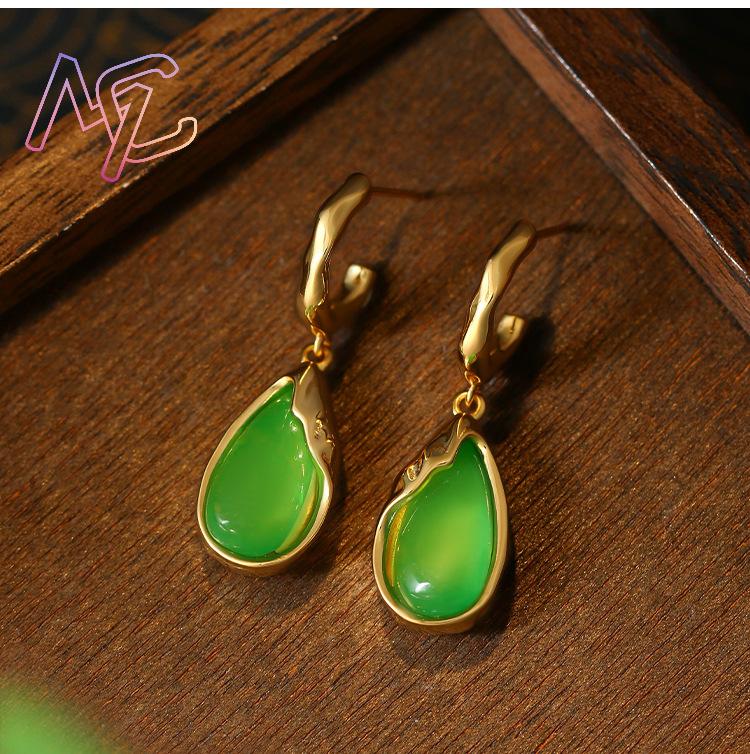 Green Real Jade Water Drop Ear - Earrings review and price