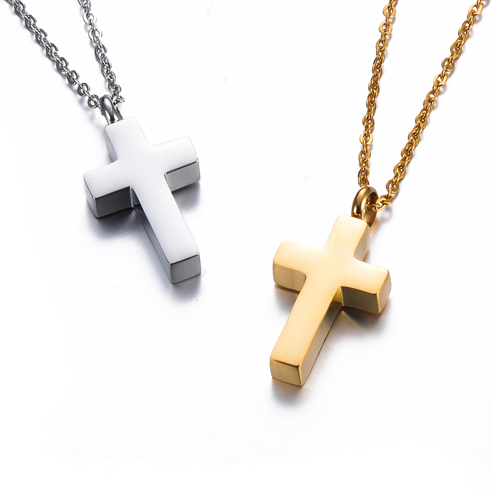 Stainless Steel Cremation Cros - Cross Pendant Necklace Gold review and price