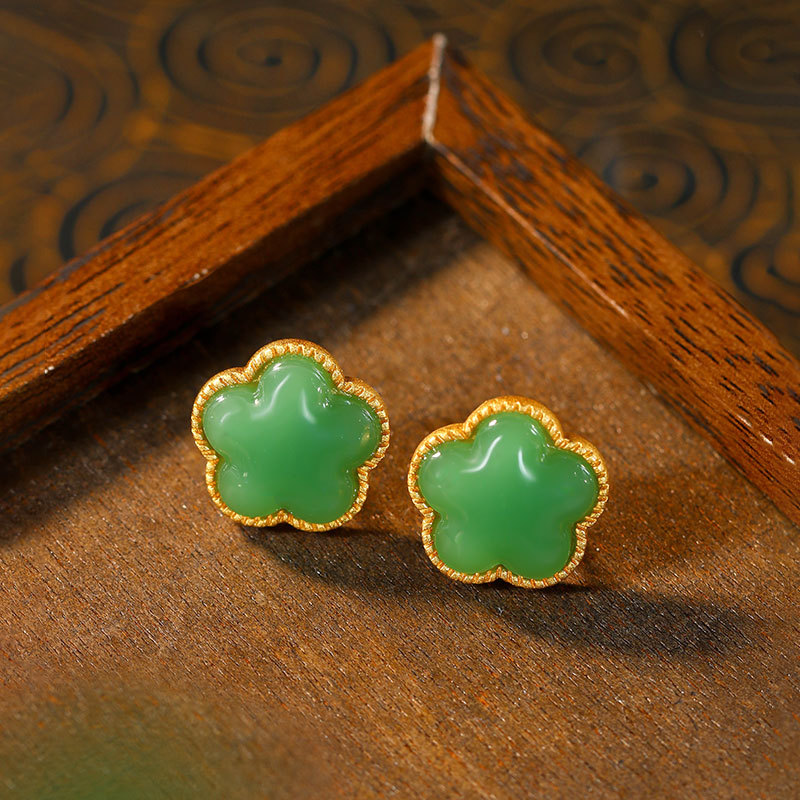 Green Natural Jade Clover Earr - Earrings review and price
