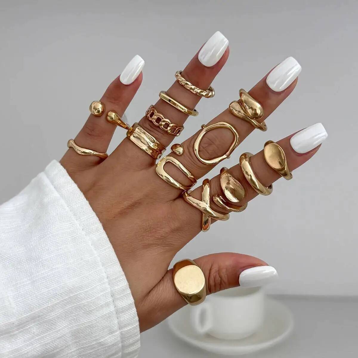 IngeSight.Z 14Pcs/Set Hip Hop  - Vintage Punk Knuckle Rings Set review and price