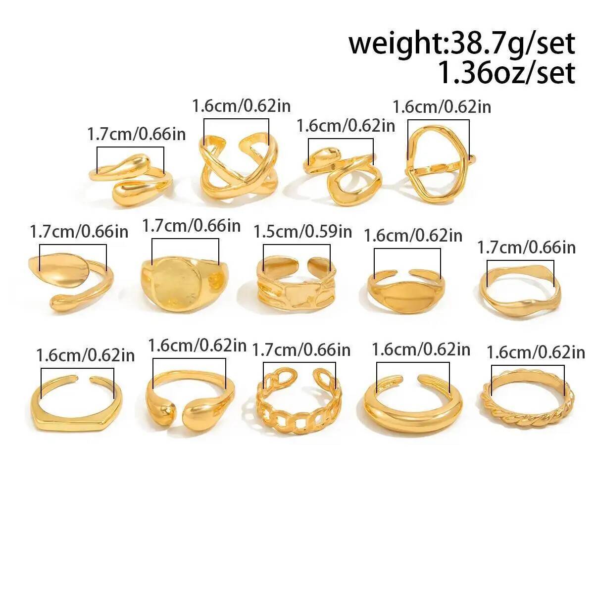 IngeSight.Z 14Pcs/Set Hip Hop  - Vintage Punk Knuckle Rings Set review and price