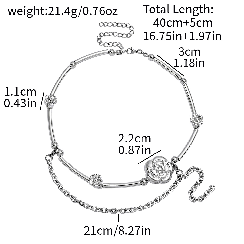 Y2K Aesthetic Camellia Choker  - Layered Pendant Necklace Aesthetic review and price