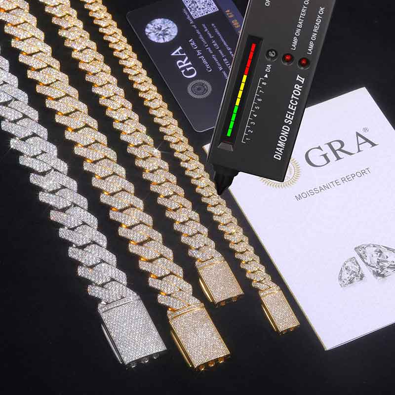 TUHE Unisex D Color Moissanite - Cuban Link Chain 12Mm review and price