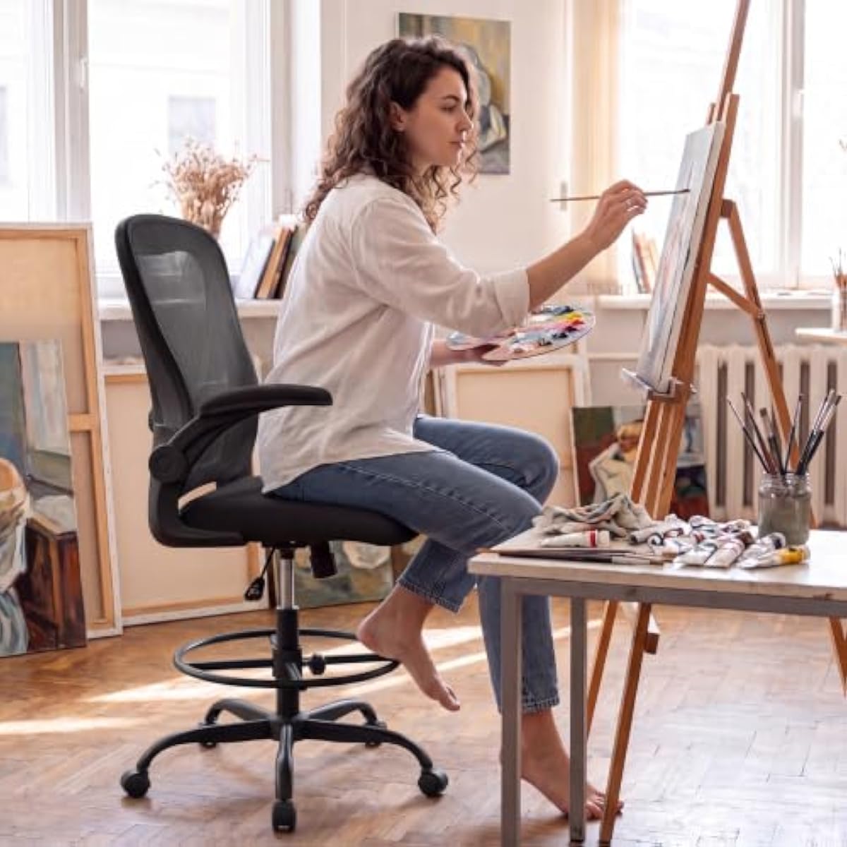 Ergonomic Tall Drafting Seat w - Rings review and price