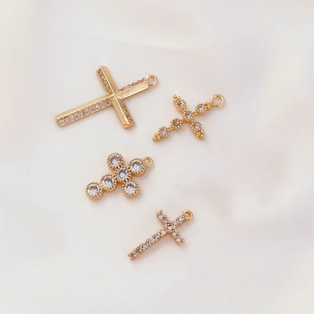 14K Gold-plated Zircon Cross P - Cross Pendant Necklace Gold review and price