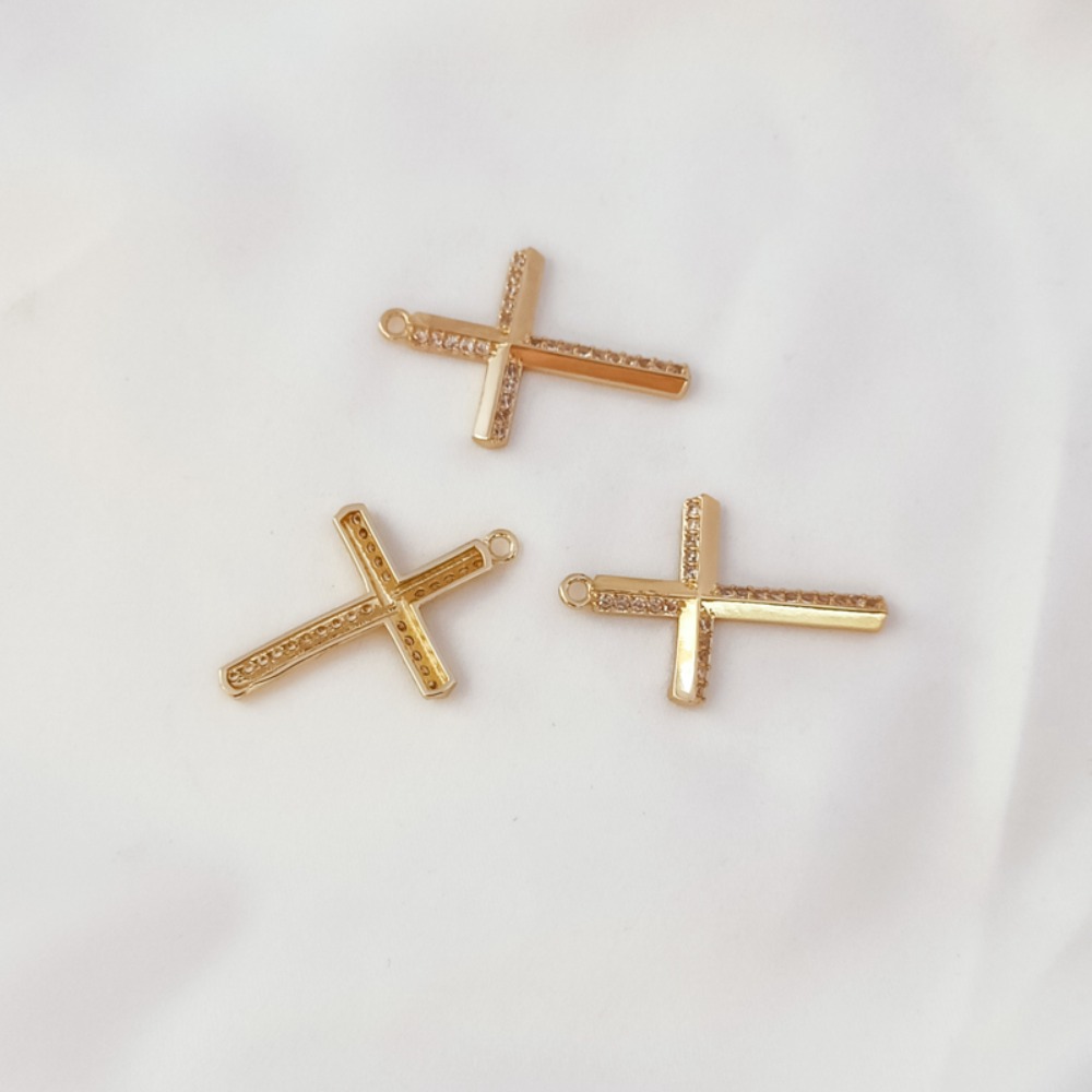14K Gold-plated Zircon Cross P - Cross Pendant Necklace Gold review and price