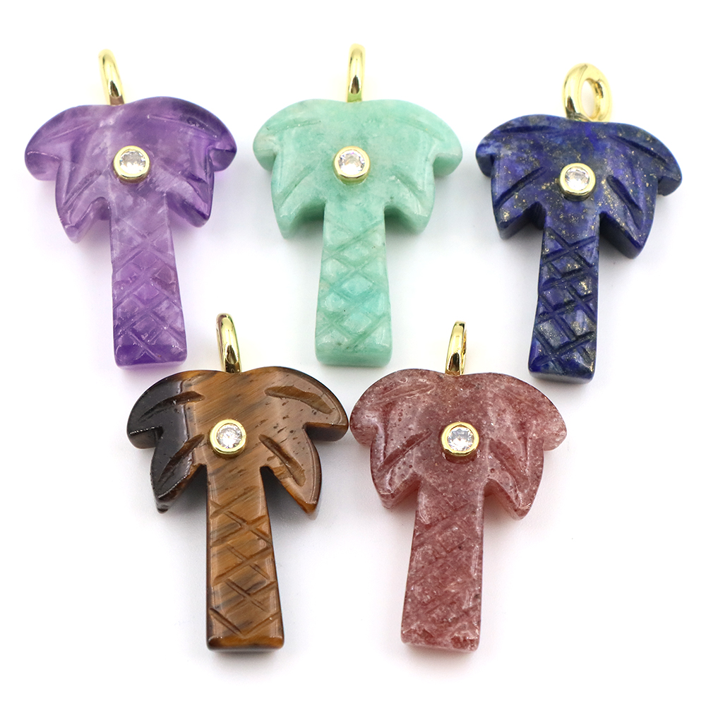 30mm Natural Stone Coconut Tre - Crystal Pendant Necklace Natural Stone review and price