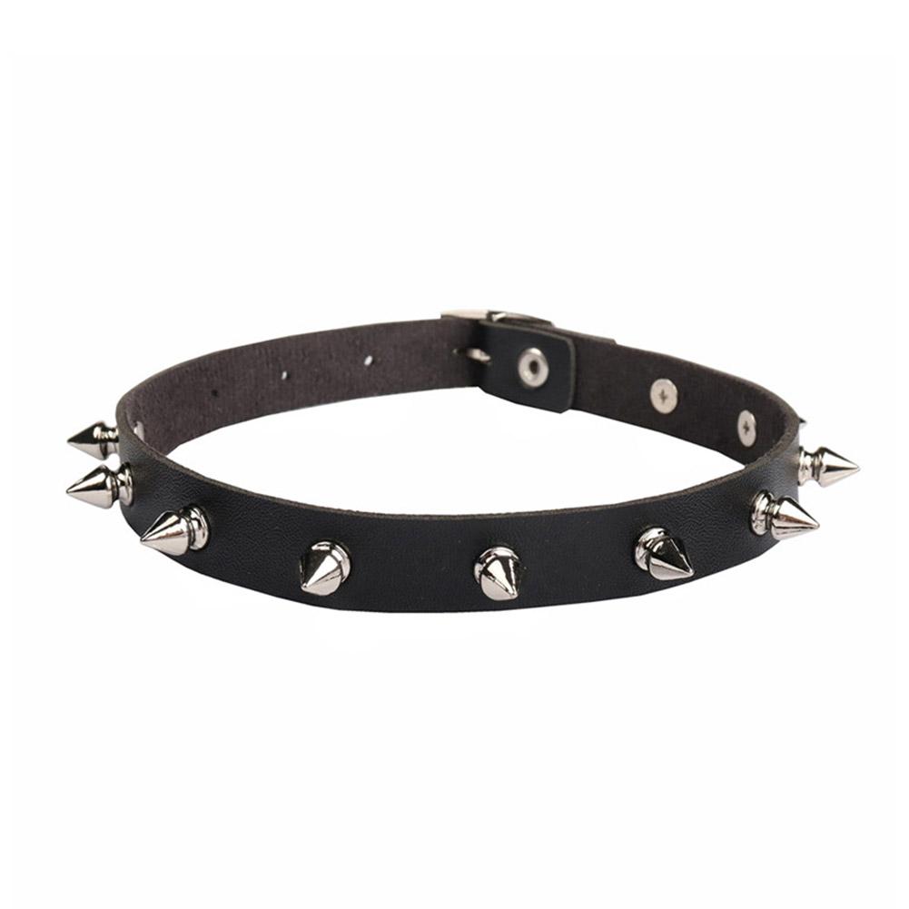 Black PU Leather Choker Neckla - Goth Punk Spike Choker review and price