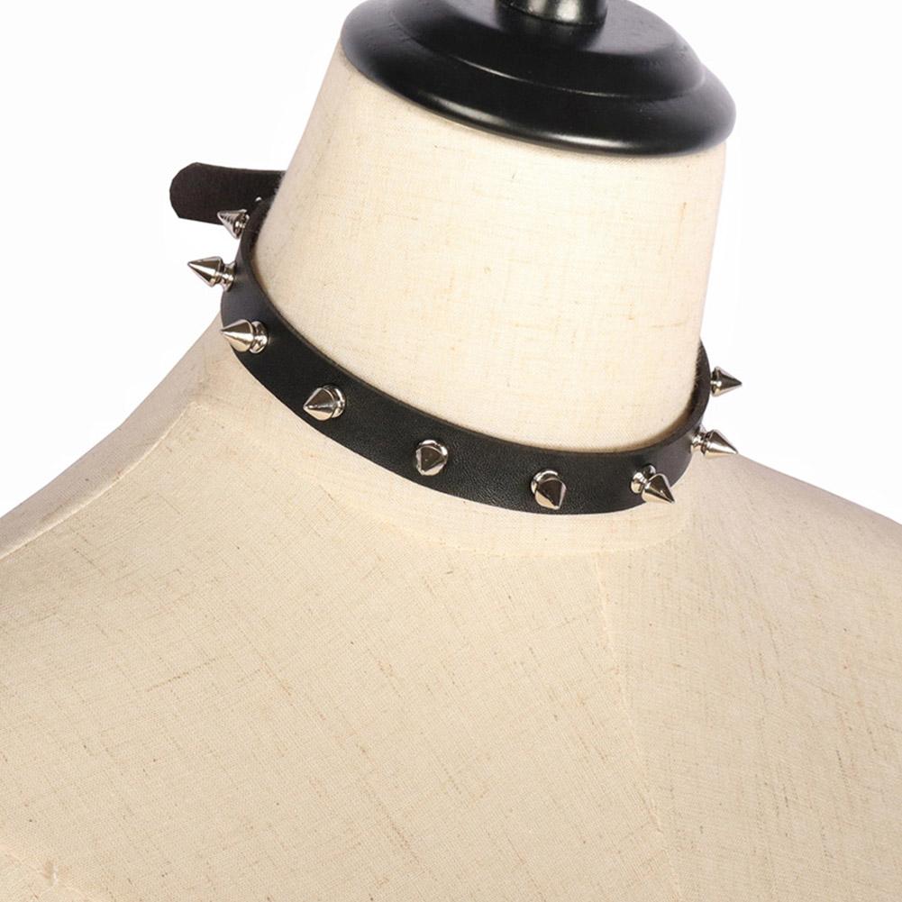 Black PU Leather Choker Neckla - Goth Punk Spike Choker review and price