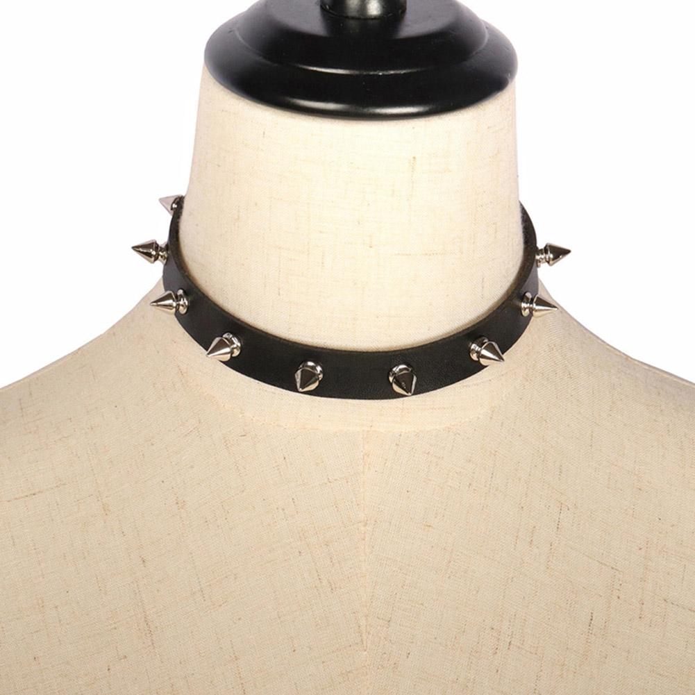 Black PU Leather Choker Neckla - Goth Punk Spike Choker review and price