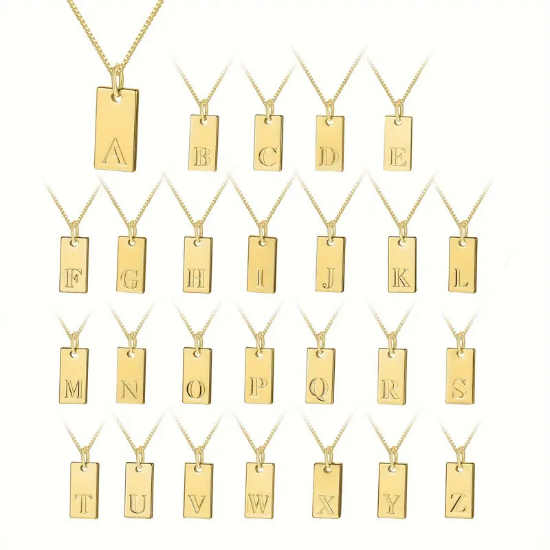 Tiny Square 26 Initial Letters - Initial Letter Necklace 18K Gold review and price